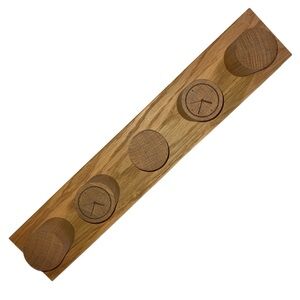 MijMoj Wood Watch Stand 5 pegs two have watch face accents 16" long 3" wide EUC